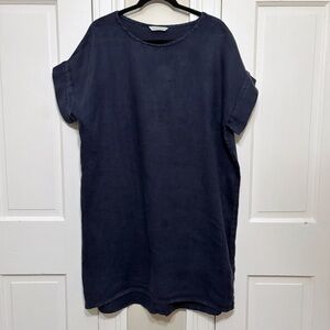 Elizabeth Suzann Navy Blue Linen Dress OS Project Piece